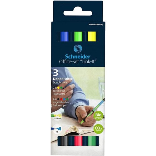 Набор двухсторонних шариковых ручек-текстовыделителей Schneider Link-It 4 цвета 14мм4мм 1300₽