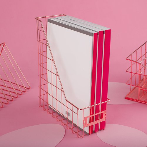 Лоток для бумаг вертикальный Meshu Rose Gold, металл