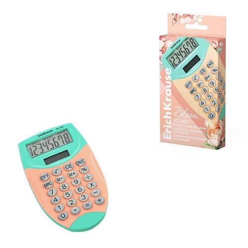 Калькулятор карманный 8-разрядов ErichKrause PC-900 Pastel Bloom ассорти 800₽