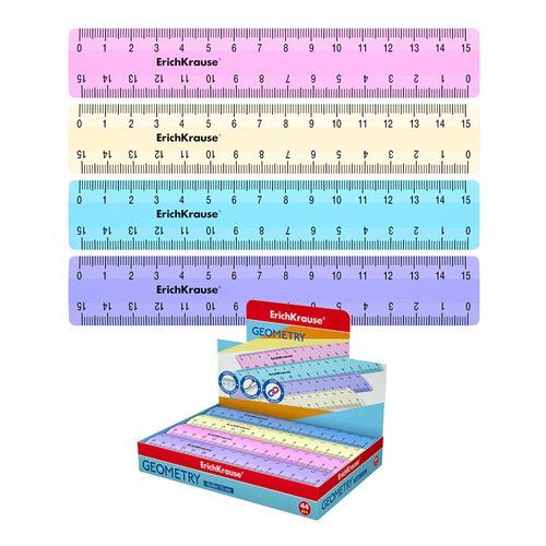 Линейка пластиковая ErichKrause Pastel 15 см в ассортименте 50₽