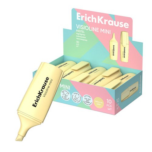 Текстмаркер ErichKrause Visioline V-12 Mini Pastel цвет чернил желтый 120₽