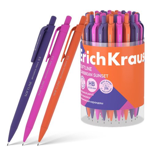 Карандаш механический ErichKrause SoftLine Caribbean Sunset 05 мм НВ в ассортименте 120₽