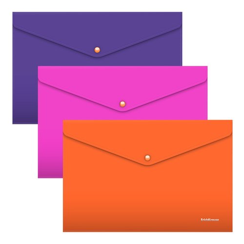 Папка-конверт на кнопке пластиковая ErichKrause Soft Caribbean Sunset A4 непрозрачный в ассортименте 110₽