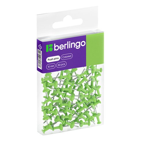 Кнопки силовые Berlingo 50 шт цветные зеленые 200₽