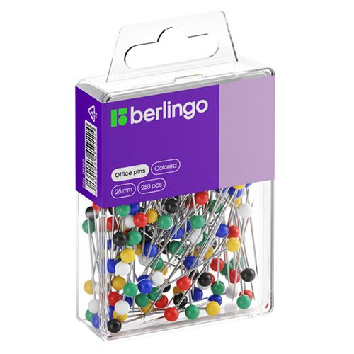 Булавки офисные Berlingo 28 мм 250 шт 550₽