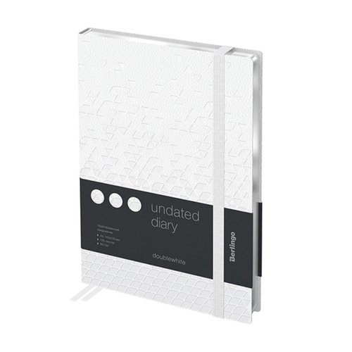 Ежедневник недатированный Berlingo DoubleWhite А5 136 л кожзам серебряный срез с резинкой белый с рисунком 1100₽