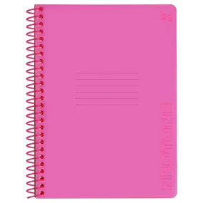 Тетрадь BG Neon Pink, 96л., А5, клетка, на пластиковом гребне, пластиковая обложка