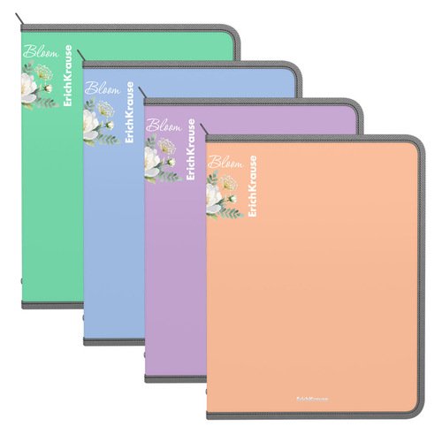 Папка для тетрадей на молнии пластиковая ErichKrause Matt Pastel Bloom A4 в ассортименте 440₽