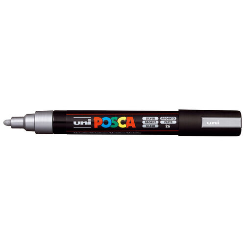 Маркер Posca PC-5M 18-25 мм пулевидный наконечник 26 серебряный 580₽