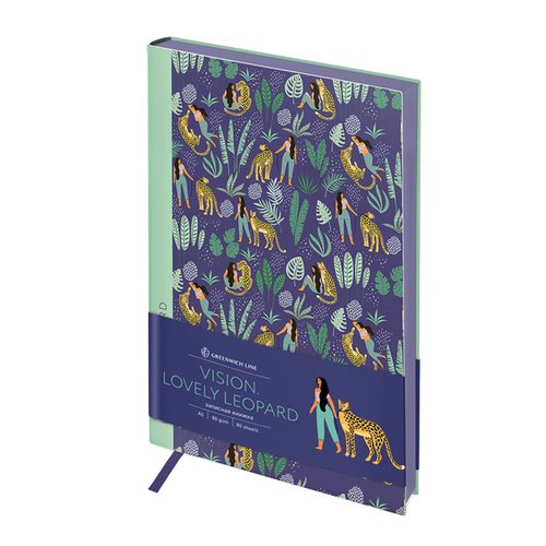Записная книжка Greenwich Line Vision Lovely leopard А5 80л ЛАЙТ кожзам тонированный блок цветной срез 420₽