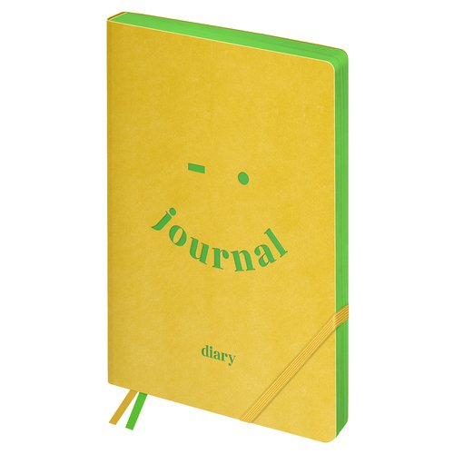 Ежедневник недатированный BG Neon, B5, 136 л, мягкий переплет, кожзам, желтый, цветной срез, с резинкой