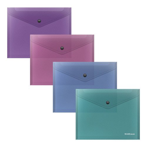 Папка-конверт на кнопке пластиковая ErichKrause Diamond Vivid A5 полупрозрачный в ассортименте 80₽