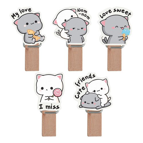 Зажимы для бумаг Meshu Best Friends 7 мм 10 шт деревянные с веревкой 240₽