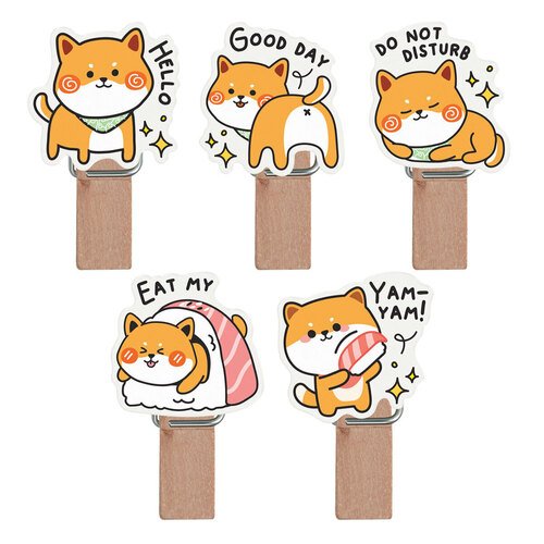 Зажимы для бумаг Meshu Funny dogs 7 мм 10 шт деревянные с веревкой 280₽