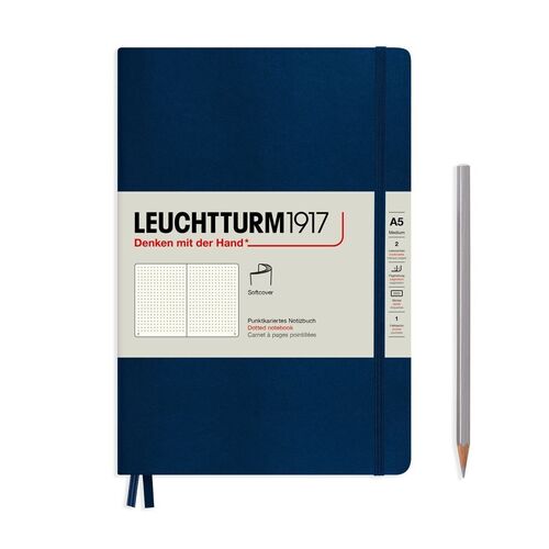 Блокнот Leuchtturm Medium, А5, 61л, в точку, мягкая обложка, синий неви