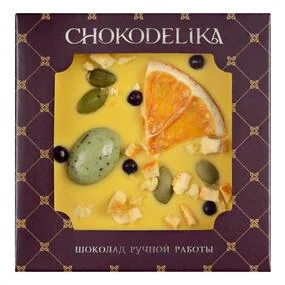 Шоколад Chokodelika белый с украшением Лимон и меренги, 35 гр