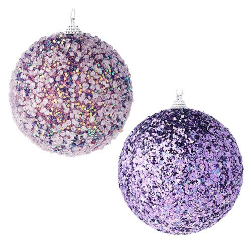 Подвеска Сноу Бум шар с декором 10 см 4 цвета фиолетовые оттенки в ассортименте 130₽