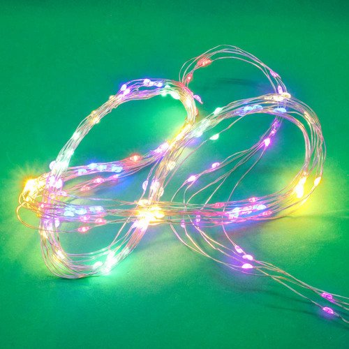 Гирлянда электрическая Сноу Бум нитка росы 1м 10LED свечение мульти питание 2xCR2032 75₽