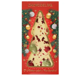 Шоколад Chokodelika Белый Ёлочка с украшением Роза НГ, 100г