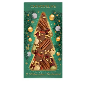 Шоколад Chokodelika Молочный Ёлочка с украшением Пекан НГ, 100г