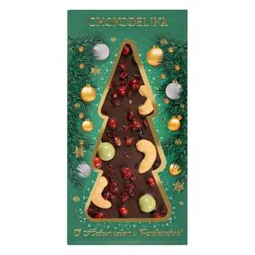 Шоколад Chokodelika Тёмный Ёлочка с украшением Брусника НГ, 100г