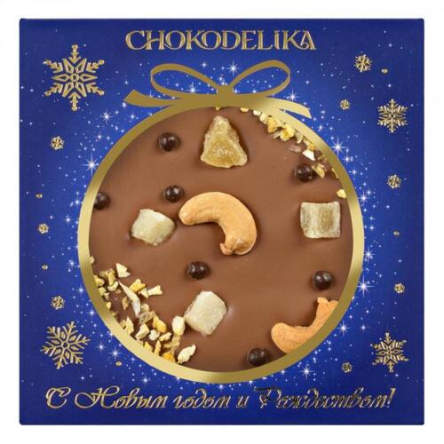 Шоколад Chokodelika молочный с украшением Кешью ананас апельсин НГ 75 гр 280₽