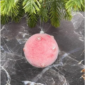 Елочная игрушка ChristmasDeLuxe шар  светло-розовый с жемчугом, 8 см