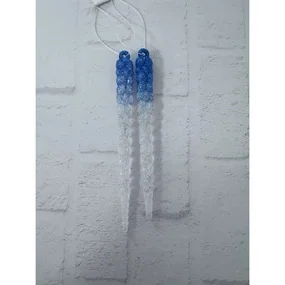 Набор подвесок сосулька бело-голубая, 15 см, 2 штуки