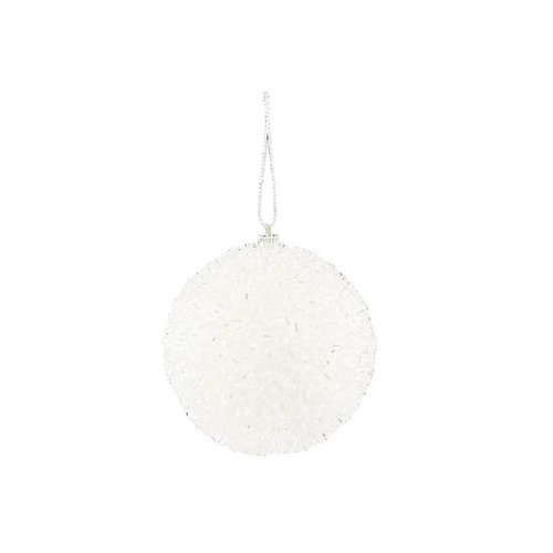Елочная игрушка шар белый с серебром 8 см 90₽