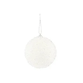 Елочная игрушка шар белый с серебром, 8 см
