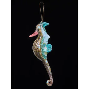 Елочная игрушка House of seasons Морской конёк, голубой, 8х23 см