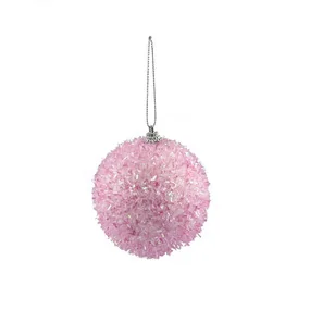 Елочная игрушка Шар светло-розовый, 8 см