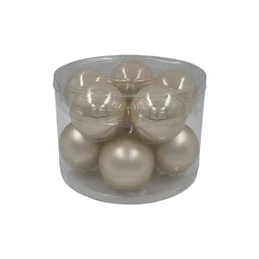 Набор стеклянных шаров в прозрачной упаковке, жемчужный, 6 см, 10 штук