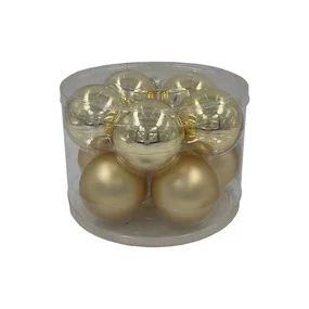 Набор стеклянных шаров золото в прозрачной упаковке, 6 см, 10 штук