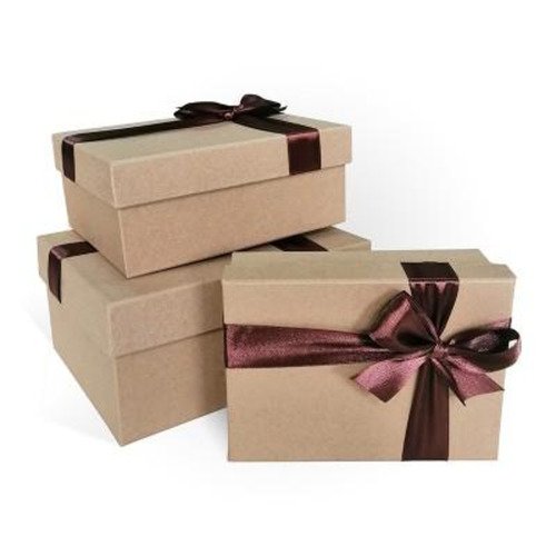 Коробка подарочная с бантом 15 х 11 х 5 см крафт лента шоколадная 290₽