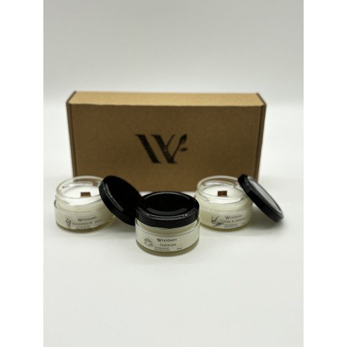 Набор из 3х ароматических свечей Табак и ваниль, Вишневый мусс, Попкорн, 3х50 мл