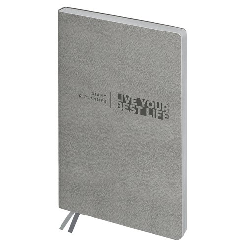 Ежедневник BG Waltz. Silver metallic недатированный, А6+, 136л. мягкий переплет, кожзам, цветной срез