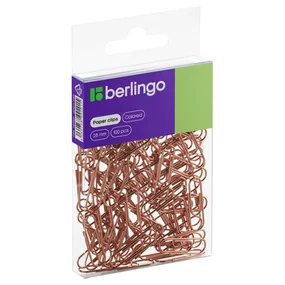 Скрепки Berlingo, цветные, 28 мм, розовое золото, 100 шт