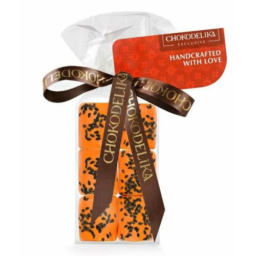 Конфеты Воздушный зефир в апельсиновом шоколаде в пакете с ленточкой 60 гр 430₽