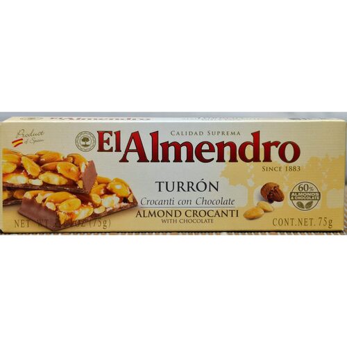 Хрустящий миндальный туррон с шоколадомCrocanti chocolate Turron 75 гр 432₽