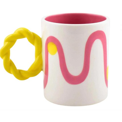 Кружка QUE RICO Мигель Розовая полоска, 13 x 8 x 9,5 см