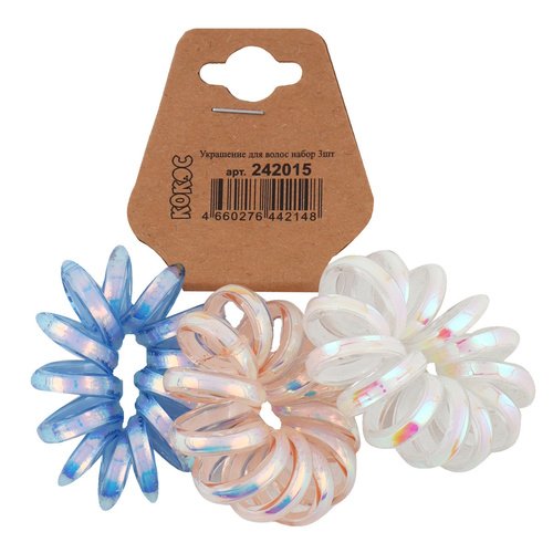 Украшение для волос Кокос Пружинка набор 3 шт ассорти 3 цвета 45 см 152₽