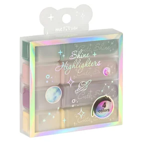 Набор текстовыделителей MESHU Shiny, 4 цвета, пастельные цвета c глиттером, 1-5 мм, ПВХ бокс, европодвес