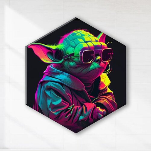 Картина по номерам чёрный холст Гексагон 37х32см Гранд-мастер Йода 15 цветов 1400₽