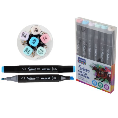 Набор маркеров для скетчинга Mazari Fantasia Pastel colors 6 шт 340₽