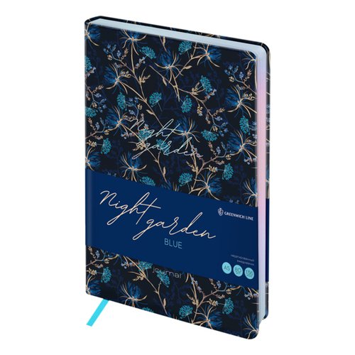 Ежедневник недатированный Greenwich Line Night garden. Blue, А5, 136 листов, кожзам
