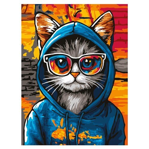 Картина по номерам на картоне Три Совы Кот в худи 30 х 40 см с акриловыми красками и кистями 750₽