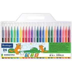 Фломастеры Berlingo Жил-был кот, 24 цветов, смываемые, блистер