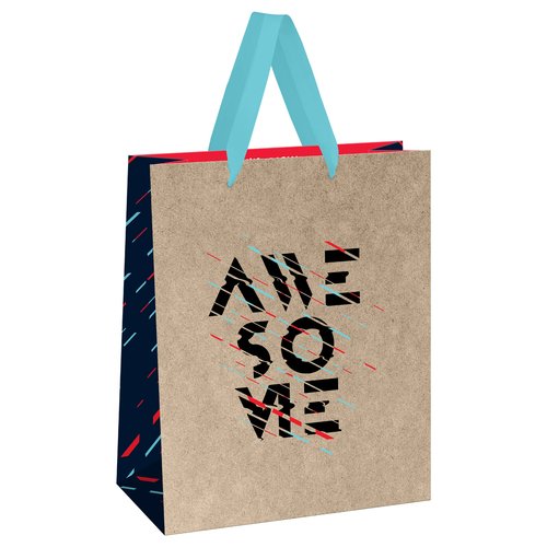Пакет подарочный Awesome крафт 26 х 32 х 12 см 200₽