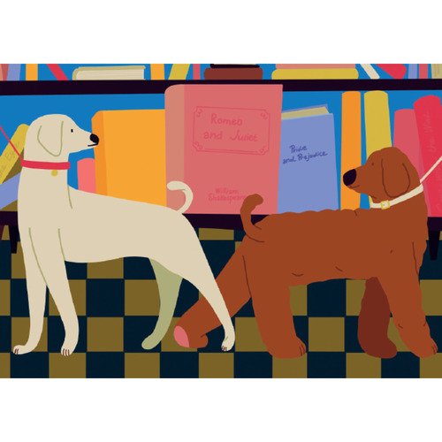 Открытка Лайфстайл Собачки в книжном 90₽